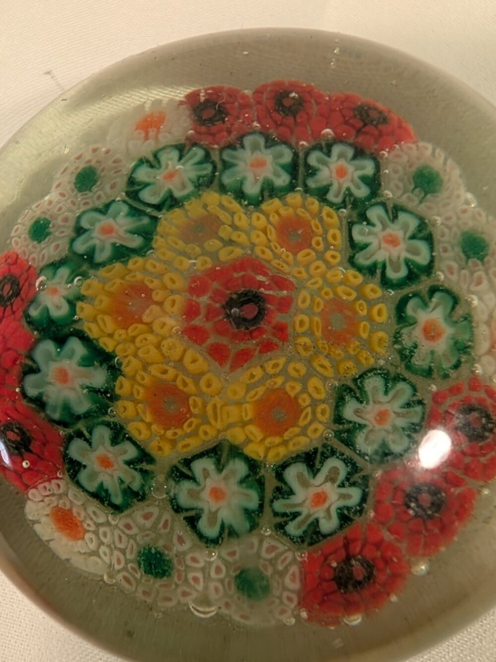 Vintage Millefiori Glass Paperweight Mid Century Murano Style Floral - Picture 6 of 8